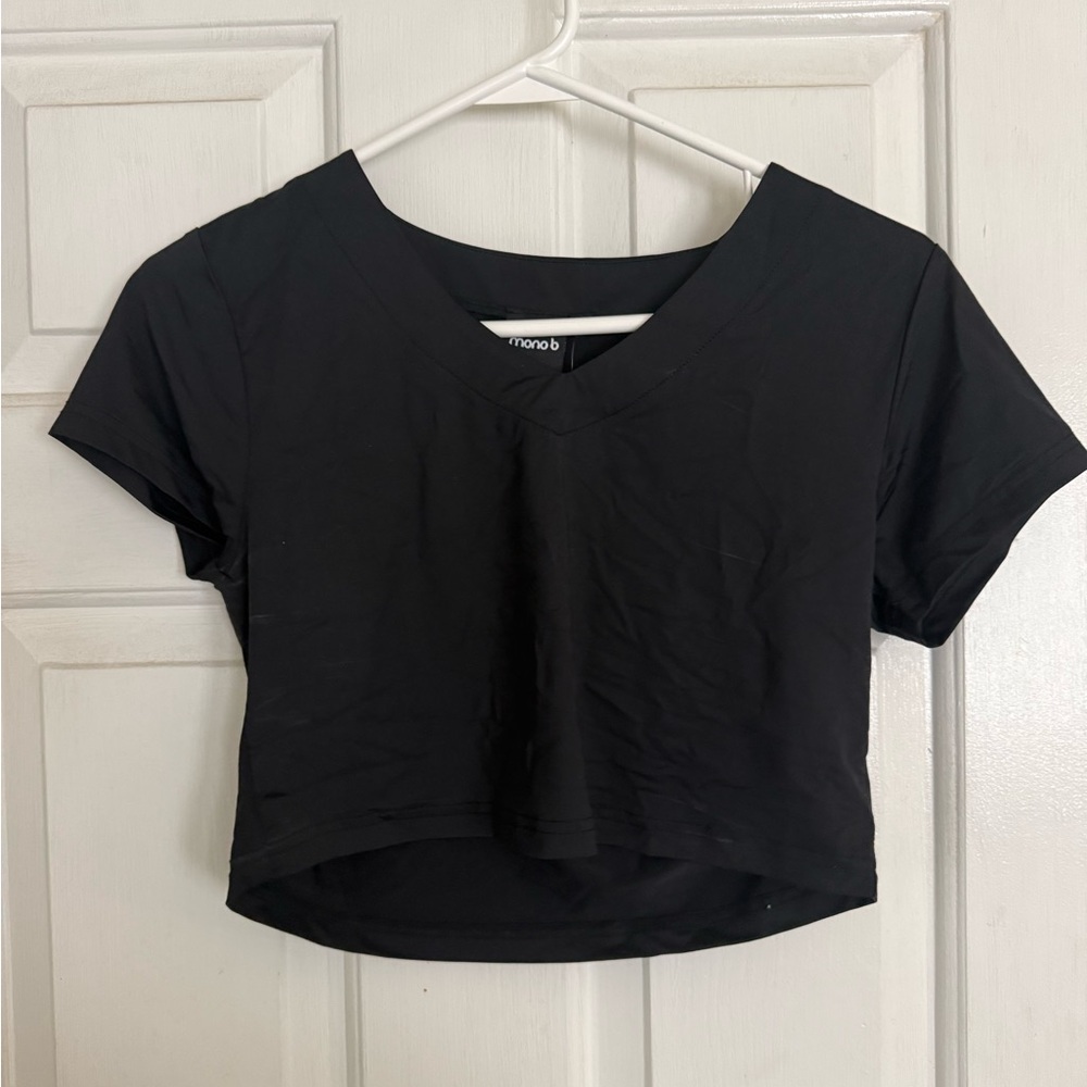 Mono B Classic Black V-Neck Crop Top